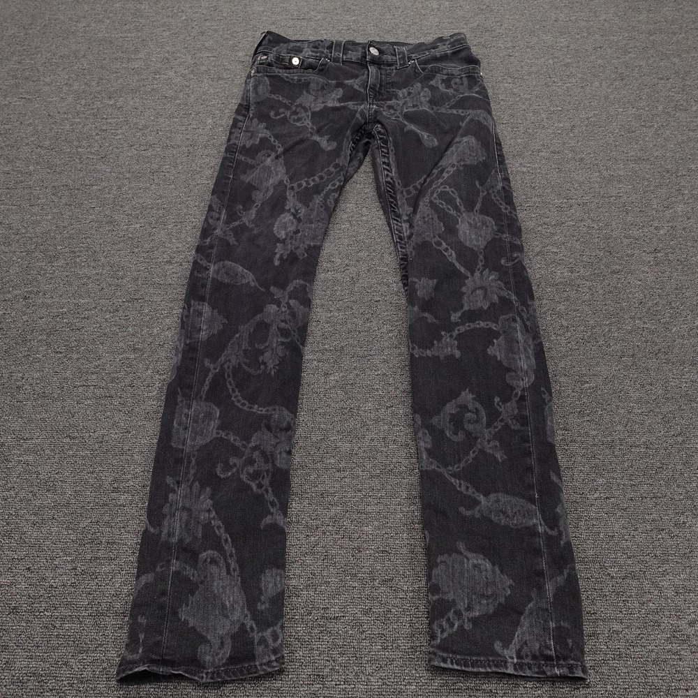 True Religion Geno Jeans Mens 29x33 Gray Charcoal Wash Relaxed Slim Stretch